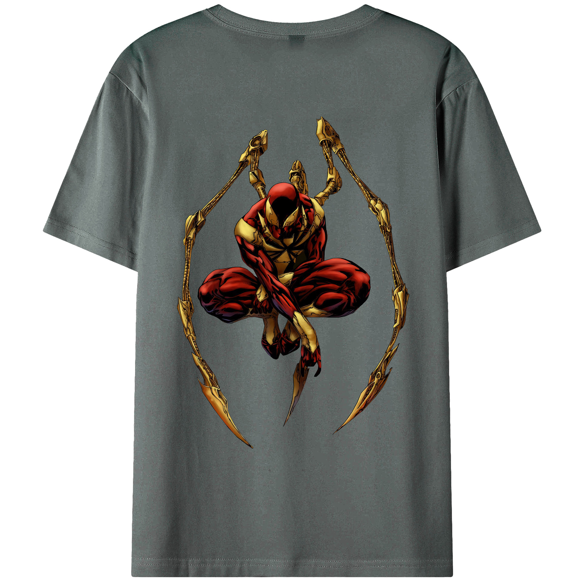 （画像用） Spider Man スパイダーマン 綿100％ メンズ半袖Tシャツ（バックプリント） 通気性